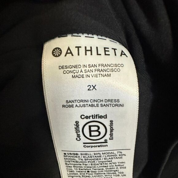 Athleta Santorini Cinch Dress Women's 2X Black Stretch Lined Sleeveless - Picture 5 of 8